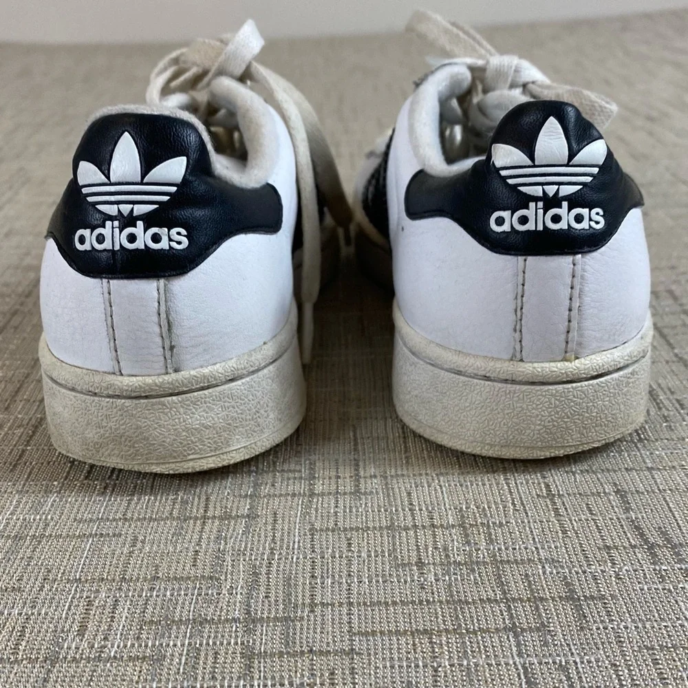 Adidas Vintage Youth Superstar Clamshell White Black Stripes Leather Sneaker Sz4